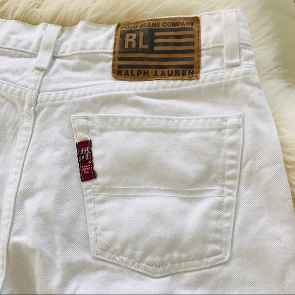 POLO JEANS RALPH LAUREN white Vtg shorts petite 8 - Picture 4 of 5